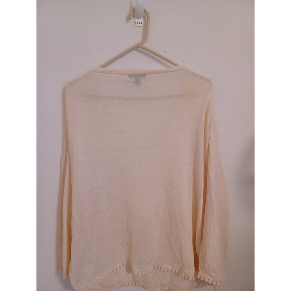 J. Crew Linen Pullover Sweater XL Cream Ivory Longsleeve Casual Lightweight - Picture 8 of 10